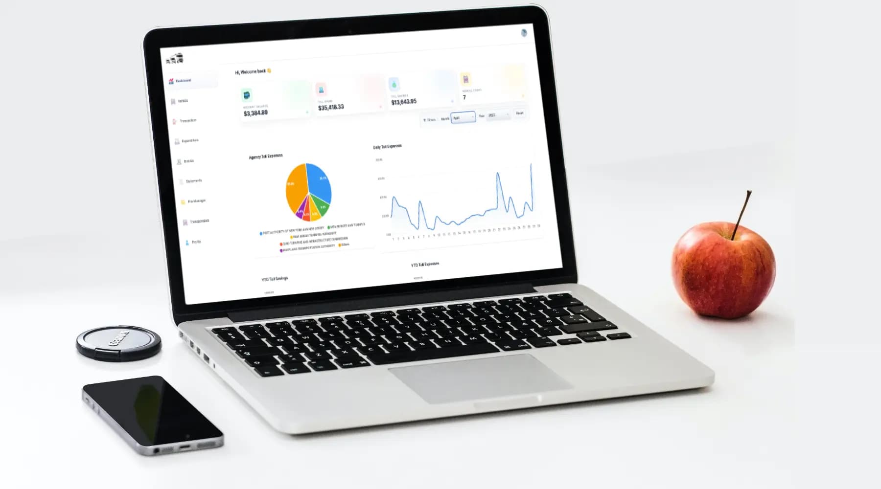 Toll Optics dashboard showing toll spend and audited charges